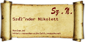 Szünder Nikolett névjegykártya